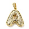 Brass Micro Pave Cubic Zirconia Pendants KK-E061-03G-01-1