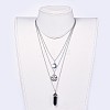 Bullet Synthetic Black Stone Pendant Tiered Necklaces NJEW-JN02457-04-6