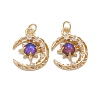 Brass Micro Pave Clear Cubic Zirconia Glass Pendants ZIRC-C024-06G-01-1