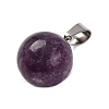 Round Natural Lepidolite Pendants G-Q434-20-2