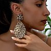 Leopard Print Alloy Dangle Stud Earrings EJEW-K304-01A-G-1