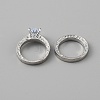 2Pcs 2 Style Cubic Zirconia Heart Finger Rings RJEW-WH0016-02P-03-2