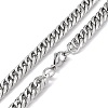 201 Stainless Steel Cuban Link Chain Necklace with 304 Stainless Steel Clasps for Men Women NJEW-M194-01E-P-3