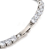 Brass Pave Clear Cubic Zirconia Flat Round Link Bracelets BJEW-B094-04P-3