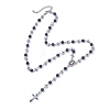 Handmade Blue and White Porcelain and Dyed Natural Lapis Lazuli Round Rosary Bead Necklaces NJEW-JN05750-4