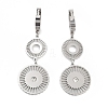 Flat Round 304 Stainless Steel Dangle Earrings EJEW-L283-059P-1