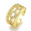 Rack Plating Brass Micro Pave Cubic Zirconia Cable Chain Open Cuff Rings for Women RJEW-I104-09G-1