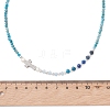Natural Mixed Stone Faceted Round and Dyed Malaysia Jade & Pearl Beaded Necklaces with Brass Micro Pave Clear Cubic Zirconia Cross NJEW-JN05975-5