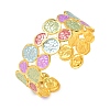 Brass Enamel Cuff Bangles for Women BJEW-A173-02G-4