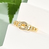 Brass Micro Pave Clear Cubic Zirconia Open Cuff Rings RJEW-G343-25G-3