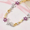 Brass Micro Pave Cubic Zirconia Link Chain Bracelets for Women BJEW-C156-04B-01GP-3
