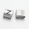 Tarnish Resistant Letter Style 201 Stainless Steel Square Slide Charms STAS-L132-18-1