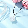 Electroplated Glass Beaded Heart Pendant Black Waxed Cotton Cord Necklaces for Women NJEW-MZ00120-01-1