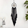 Iron Woven Web/Net with Feather Pendant Decorations DARK-PW0001-094-1