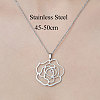 Non-Tarnish 201 Stainless Steel Hollow Flower Pendant Necklace NJEW-OY002-20-3