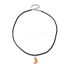 Glass Crescent Moon Pendant Necklaces NJEW-JN04579-02-4