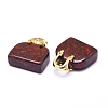 Natural Red Jasper Brass Pendants KK-E274-01G-05-3