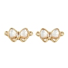 Brass Clear Cubic Zirconia Pave Natural Shell Bowknot Connector Charms KK-P283-06G-1