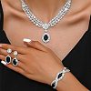 Oval & Horse Eye Brass Rhinestone Necklaces & Bracelets & Earring Sets FS-WG182CE-03-2