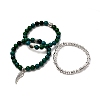 Synthetic Chrysocolla & Non-magnetic Hematite Stretch Bracelets Set for Men Women Gift BJEW-JB06727-1