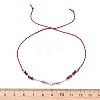 Faceted Round Natural Amethyst & Quartz Crystal Braided Bead Bracelets BJEW-F493-09G-05-5