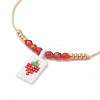 Adjustable Handmade MIYUKI Glass Seed Beads & Natural Agate Charm Bracelets BJEW-MZ00248-03-3