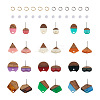 Cheriswelry DIY 12 Pairs 12 Style Two Tone Resin & Walnut Wood Stud Earring Findings DIY-CW0001-35-2