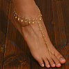 Brass Hollow Flower Tassel Anklets with Toe Chains for Women's Summer Dress OQ1163-1