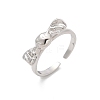 925 Sterling Silver Bowknot Open Cuff Rings for Women RJEW-R008-02S-01-4