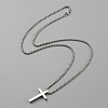 Stainless Steel Cross Pendant Necklace with Box Chains NJEW-WH0016-48P-2