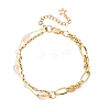 Brass Link Chain & 304 Stainless Steel Textured Dapped Chains Bracelets for Women BJEW-JB12481-02-2