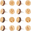 SUNNYCLUE 8 Pairs 4 style Natural Wood Flat Round Stud Earrings EJEW-SC0001-47-1