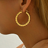 Stainless Steel Classic Elegant Irregular Texture Large Ring Hoop Earrings BQ0961-1-5