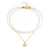 Alloy Enamel Letter Pendant Single Face White Velvet Ribbon & Brass Chain Double Layered Choker Necklaces NJEW-TAC0036-1