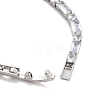 Brass Pave Clear Cubic Zirconia Rectangle & Flat Round Link Bracelets BJEW-YWC0002-02A-4