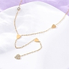 304 Stainless Steel Crystal Rhinestone Heart Lariat Necklaces NJEW-R026-10G-2
