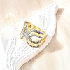 Brass Micro Pave Cubic Zirconia Cuff Rings RJEW-V007-03GP-3