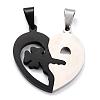Heart 304 Stainless Steel Rhinestone Split Pendants STAS-I060-02C-2