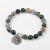 Natural Indian Agate Round Beads Stretch Bracelets BJEW-JN01374-1