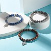 Natural Mixed Stone Round Beads Stretch Bracelet for Girl Women BJEW-JB06930-3
