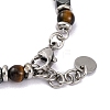 Natural Tiger Eye & Magnetic Synthetic Hematite Round Beaded Bracelet BJEW-P339-02P-03-3