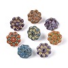 Picasso Baking Paint & Golden Metal Enlaced Glass Beads DGLA-T004-67M-1