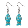 Fish Synthetic Turquoise Dangle Earrings EJEW-JE05532-1