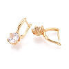 Brass Micro Pave Clear Cubic Zirconia Flower Hoop Earrings EJEW-T048-29G-3