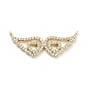 Brass Micro Pave Clear Cubic Zirconia Hollow Wings with Heart Connector Charms KK-L229-062G-1