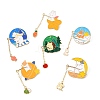6Pcs 6 Styles Zinc Alloy Enamel Animal Fishing Pins JEWB-CJ0001-56-8