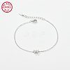 Anti-Tarnish Rhodium Plated 925 Sterling Silver Letter Cubic Zirconia Link Bracelets GI2156-23-1