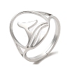 Non-Tarnish 304 Stainless Steel Whale Tail Adjustable Ring for Women RJEW-M149-01P-3