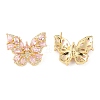 Rack Plating Brass with Cubic Zirconia Stud Earrings for Women EJEW-G394-06G-04-1