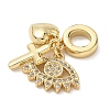 Brass Micro Pave Clear Cubic Zirconia European Dangle Charms KK-D502-13A-G-2